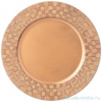 Поднос 33 см круглый золотой &quot;Старинный прованс /Плетёнка&quot; / 329718