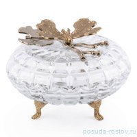 Конфетница 15 х 11 см на 3-х ножках с крышкой &quot;Бабочки&quot; / 251286