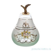 Ваза 20,5 см с крышкой - груша матово-зелёная &quot;Лепка&quot;  / 169621