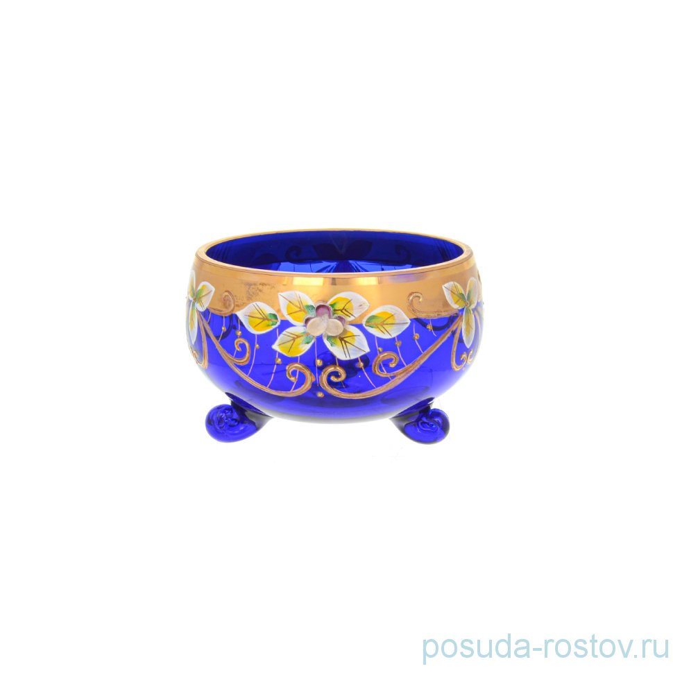 Конфетница 13 см на 3-х ножках "Лепка синяя" SC / 155888
