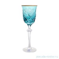 Бокалы для белого вина 215 мл 6 шт &quot;Роза /Золотой кант /Бирюза&quot; / 137287
