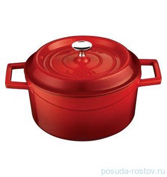 Кастрюля 28 см с крышкой литая чугунная 6,7 л "LAVA /RED" / 154606