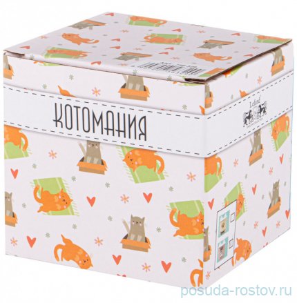 Кружка 400 мл с силиконовой крышкой жёлтая &quot;Котомания&quot; / 284935