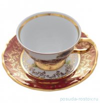 Набор чайных пар 200 мл 6 шт &quot;Мария-Тереза /Охота красная&quot; S-P / 296649