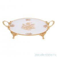 Блюдо 41 х 32 х 9 см круглое н/н с ручками &quot;Роза&quot;   / 333582