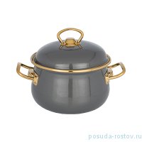 Кастрюля 18 х 12 см с крышкой эмалированная 2,8 л серая &quot;Agness /Deluxe&quot; / 210696