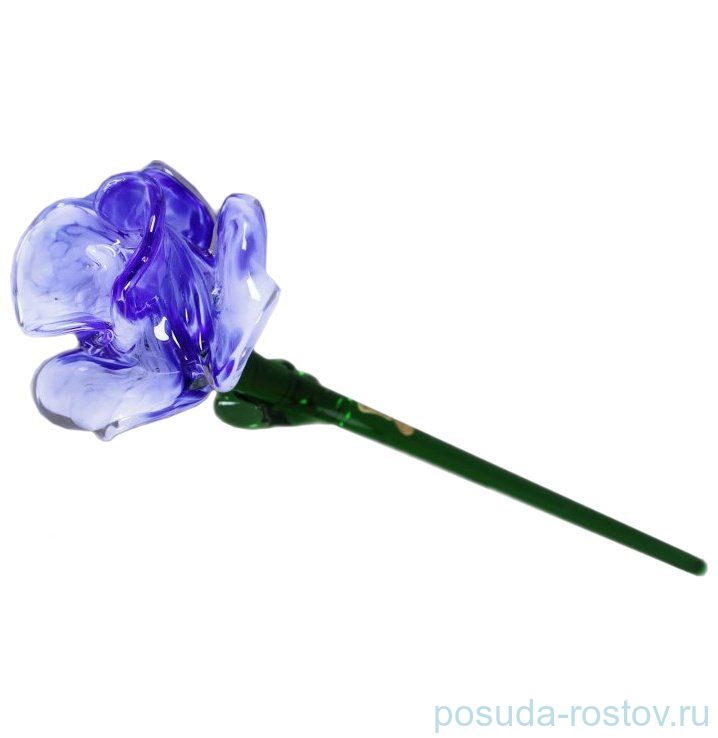 Цветок стеклянный 50 см /сине-белый / 039962
