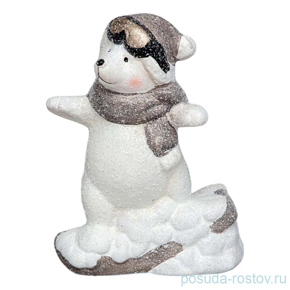 Фигурка 11,5 x 6,5 x 15,5 см "Белый мишка на сноуборде" / 355476