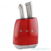 Набор кухонных ножей 6 предметов на подставке красные Smeg  / 353164