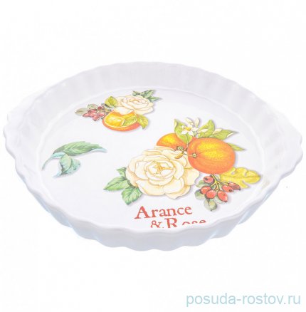 Блюдо для запекания 32 см круглое &quot;Artigianato ceramico /Апельсин и роза&quot; / 228423