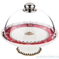 Тортница 21,5 х 21,5 х 8 см н/н с крышкой &quot;christmas collection /красная&quot; / 192122