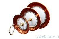 Этажерка 3-х-ярусная &quot;Фредерика /Красная с золотыми листиками&quot; / 125450