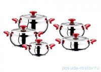 Набор посуды 10 предметов (16, 20, 22, 24,28 см) стеклянные крышки &quot;BALL-SHAPED MODEL&quot; / 296009