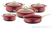 Набор посуды 9 предметов с антипригарным покрытием индукция красный &quot;GRANITE SETS&quot; / 295816