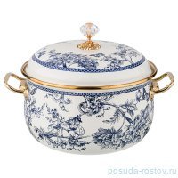 Кастрюля 24 см с крышкой эмалированная 6,1 л &quot;Agness /Винтаж /Цветы и бабочки&quot; / 197736