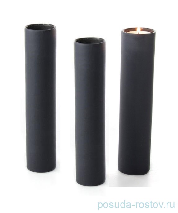 Подсвечник 3 шт (20,5, 22,5, 24 см) серый "PORCELAIN CANDLES" / 163453