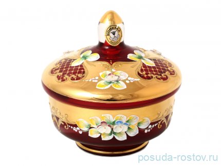 Конфетница 16 см с крышкой &quot;Лепка красная&quot; E-S / 134754