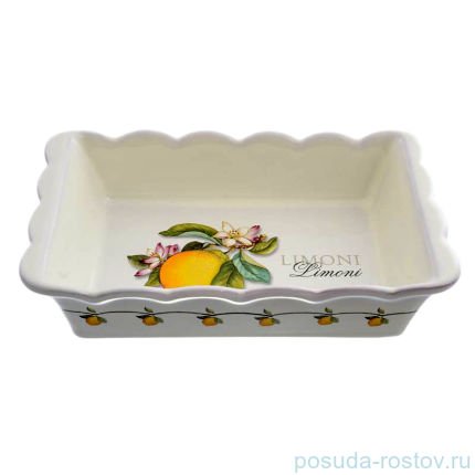 Блюдо для запекания 25,5 х 15 см прямоугольное &quot;Artigianato ceramico /Лимоны&quot; / 060065