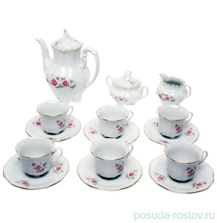 Кофейный сервиз на 6 персон 15 предметов &quot;Болеро /Серая роза /платина&quot; / 061397