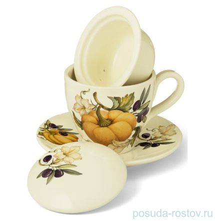 Чайная пара 350 мл 1 шт с крышкой и ситечком &quot;Artigianato ceramico /Тыква&quot; / 149435
