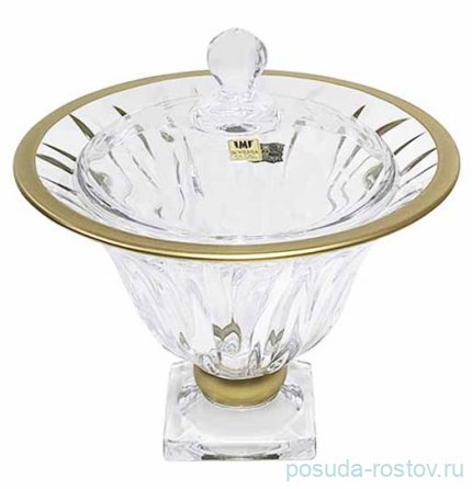 Конфетница 22,5 см н/н с крышкой &quot;Flame /Матовое золото&quot; AS Crystal  / 328570