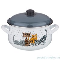 Кастрюля 22 х 14 см с крышкой эмалированная 4,8 л &quot;Озорные коты&quot;  / 196455