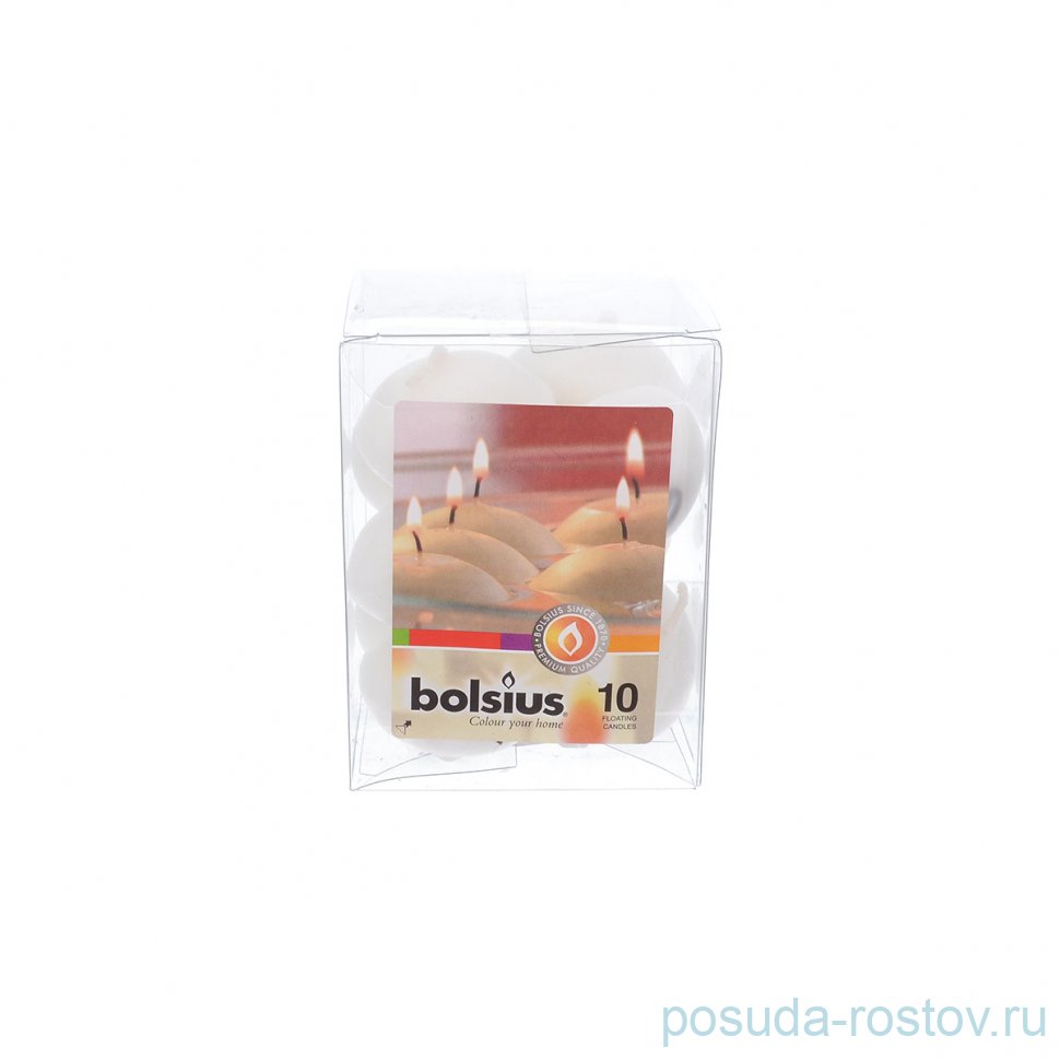 Свечи плавающие 10 шт "Белые /Bolsius" / 257250