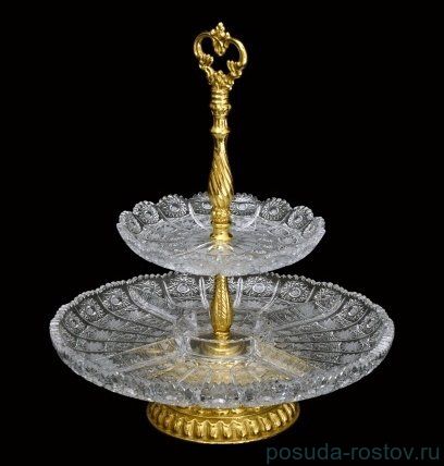 Этажерка 2-х ярусная (18 см х 30,5 см) &quot;Проусек /Хрусталь резной&quot; / 087427