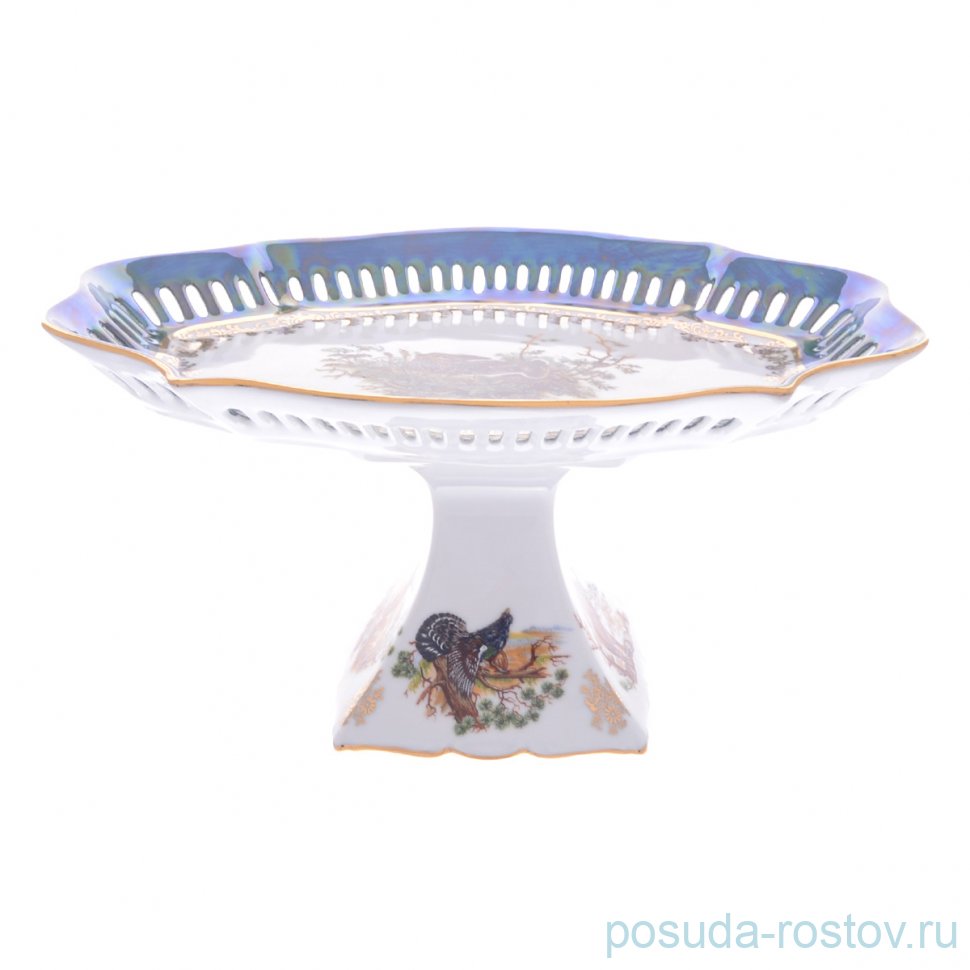 Конфетница 27 см н/н перф. "Корона /Охота зелёная" / 275365