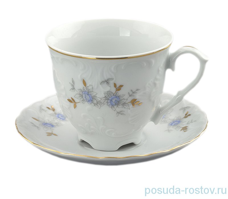Кофейная пара 170 мл 1 шт "Рококо /Голубой цветок" (блюдце 12,5 см) / 211788