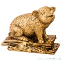 Фигурка 8,3 х 4,5 х 6,4 см бронзовая &quot;свинка с деньгами&quot; / 259185
