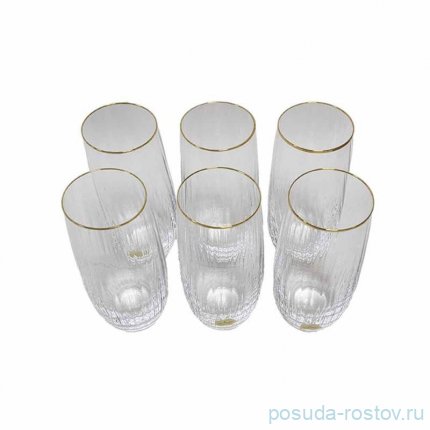 Стаканы для воды 350 мл 6 шт &quot;Клаб /Оптика /Отводка золото&quot; / 335146