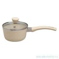 Ковшик 12 х 6 см стеклянная крышка антипригарное покрытие ручка soft touch 600 мл Agness / 378304