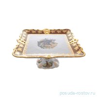 Поднос 32 х 32 см квадратный н/н перф. &quot;Корона /Охота красная&quot; / 286709