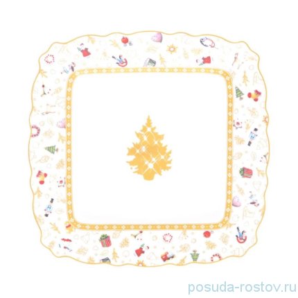 Блюдо 22 см квадратное &quot;Christmas world /Toys yellow&quot; / 273739