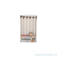 Свечи столовые 17 х 2 см 10 шт &quot;Белые /Bolsius&quot; / 257287