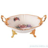 Фруктовница 23 см с ручками на ножках &quot;Букет с красной розой /Royal Classics&quot; 12 / 147985