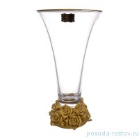 Ваза для цветов 36 см &quot;Фрост /Матовая полоса /Золото&quot; AS Crystal / 275773