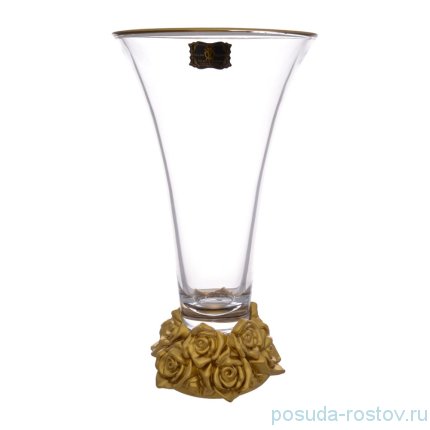 Ваза для цветов 36 см &quot;Фрост /Матовая полоса /Золото&quot; AS Crystal / 275773