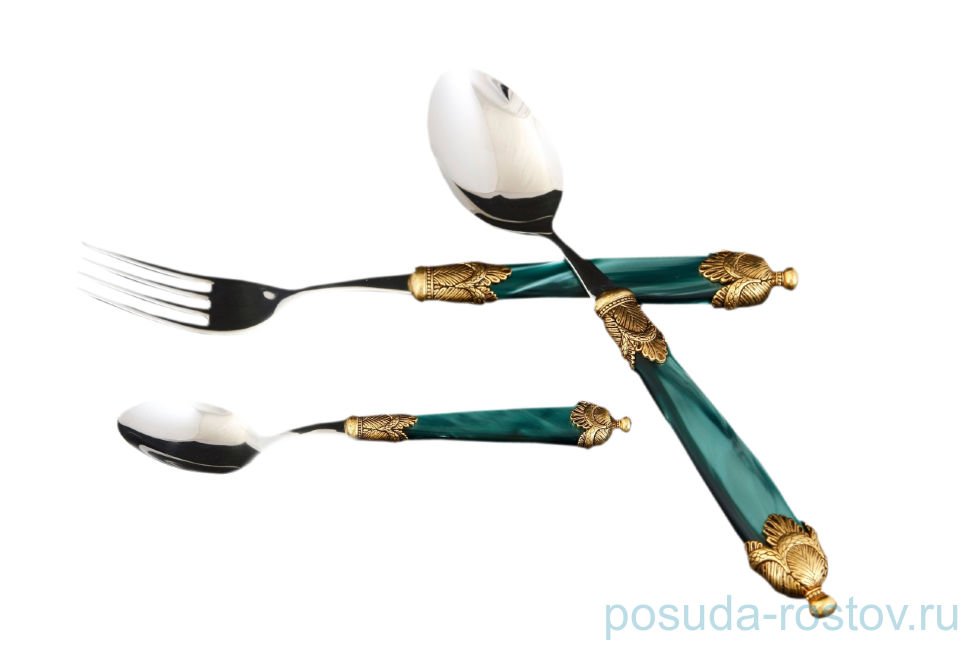 Столовые приборы 36 предметов "Siena Antique Gold /Dark Green Steel" / 114559