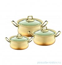 Набор кастрюль 6 предметов антипригарное покрытие кремовый &quot;ECO GRANITE SETS /GOLD&quot; / 295817