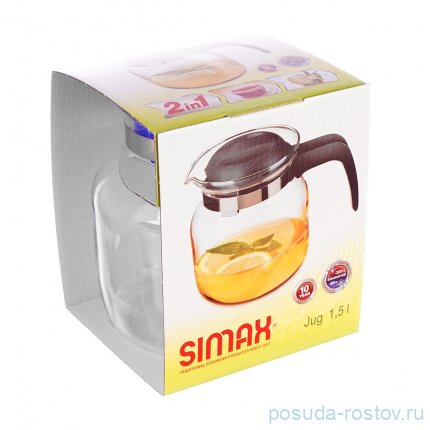 Заварочный чайник 1,5 л (пластиковые синяя крышка и ручка) &quot;Simax /Матура&quot; / 201683