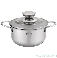 Кастрюля 12 х 6,5 см со стеклянной крышкой индукция 600 мл &quot;Agness&quot; / 196243