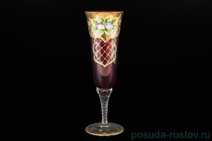 Бокалы для шампанского 180 мл 6 шт &quot;Лепка красная&quot; крученная ножка / 036087