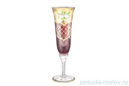 Бокалы для шампанского 180 мл 6 шт &quot;Лепка красная&quot; крученная ножка / 036087