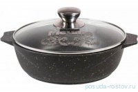 Жаровня 26 х 7,7 см со стеклянной крышкой антипригарное покрытие 3 л &quot;Гранит black Induction Pro&quot; / 285216