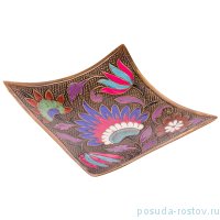 Блюдо 13 х 13 х 4 см цветная эмаль /латунь / 195599