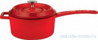 Ковш 16 см с крышкой литой чугунный 1,35 л &quot;LAVA /RED&quot; / 154608