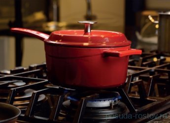 Ковш 16 см с крышкой литой чугунный 1,35 л &quot;LAVA /RED&quot; / 154608