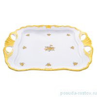 Блюдо 30 см квадратное с ручками &quot;Корона /Золотая роза&quot; / 229049